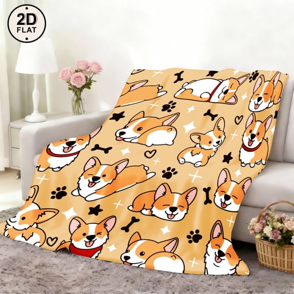 Cute Corgi Dog Blanket - Soft Cozy Bedspread Suitable for Home, Sofa & Camping - - Warmth with Adorable Corgi Patterns, Bedspread for Pet Lovers