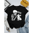 thumbnail image 1 of Cute Corgi Dog Boop Hand Skeleton Halloween Pet Unisex T-Shirt, up to Size 5XL, 1 of 2
