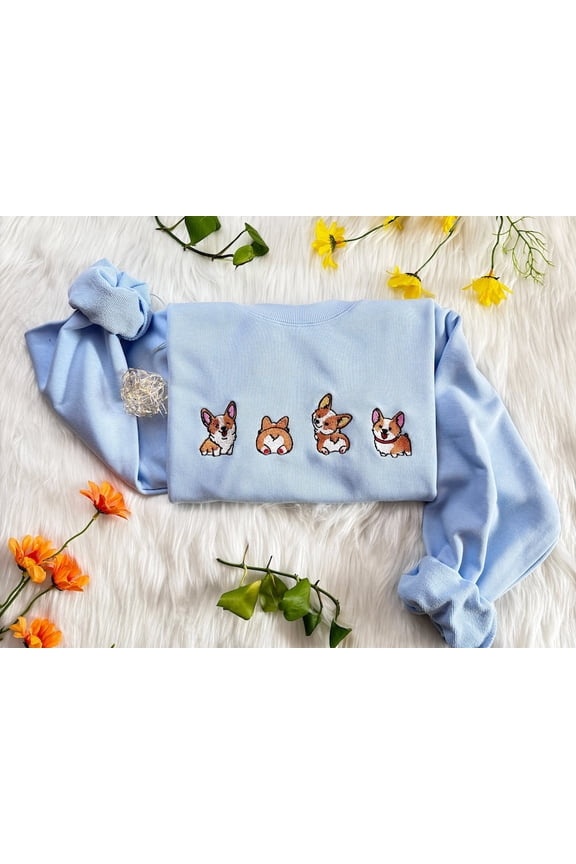 Cute Corgi Dog Embroidered Sweatshirt