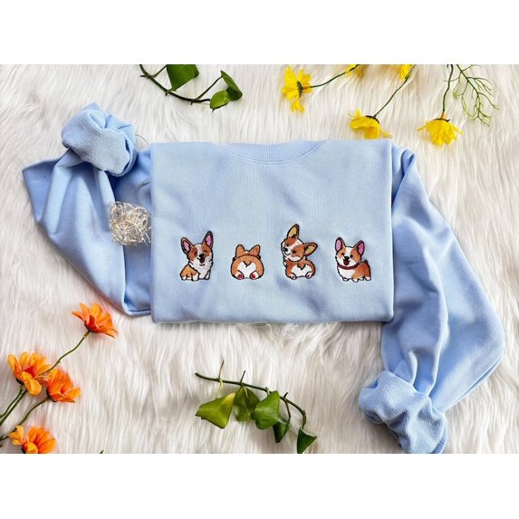Cute Corgi Dog Embroidered Sweatshirt