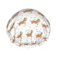 thumbnail image 1 of Cute Corgi Dog Funny Shower Cap, Double Layers Shower Cap Rreusable Waterproof, Elastic Bathing Hair Hat for Women, Washable Hair Cap for All Hair Lengths, 1 of 5