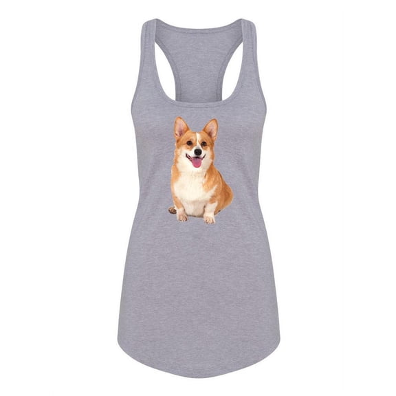 Cute Corgi Dog Sitting Racerback Tank Women -SPIdeals Designs, Female Small