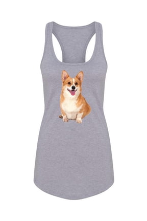Cute Corgi Dog Sitting Racerback Tank Women -SPIdeals Designs, Female x-Large
