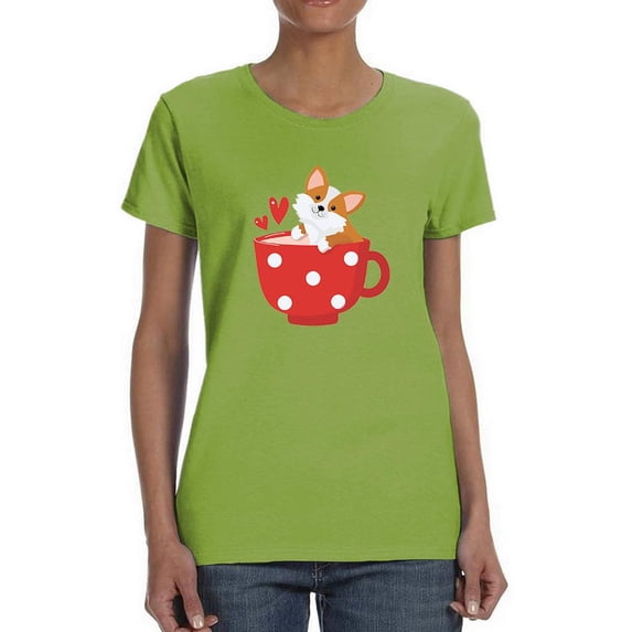 Cute Corgi In A Mug T-Shirt Women -Image by Shutterstock, Female Large