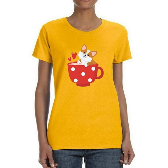 Cute Corgi In A Mug T-Shirt Women -Image by Shutterstock, Female Medium