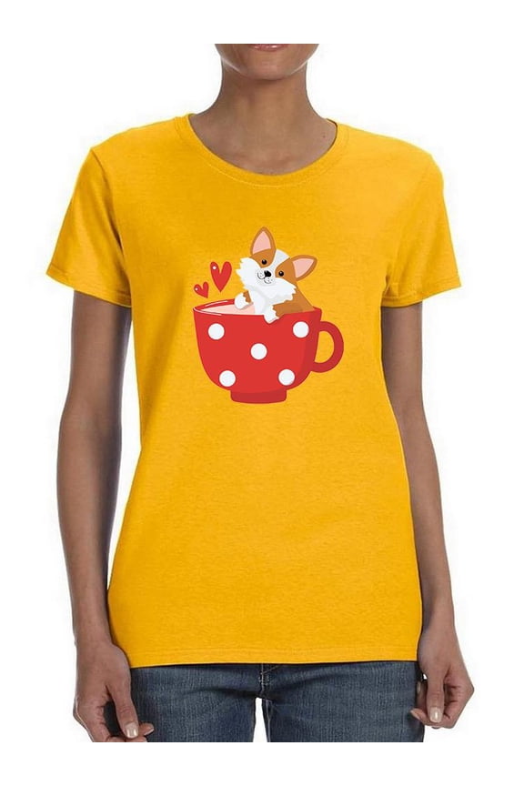 Cute Corgi In A Mug T-Shirt Women -Image by Shutterstock, Female x-Large