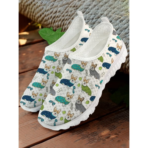 Cute Corgi Loafers Cartoon Pet Dog B Design Slip On Shoes Women's House Shoes Flat Shoes Summer Footwear Zapatos