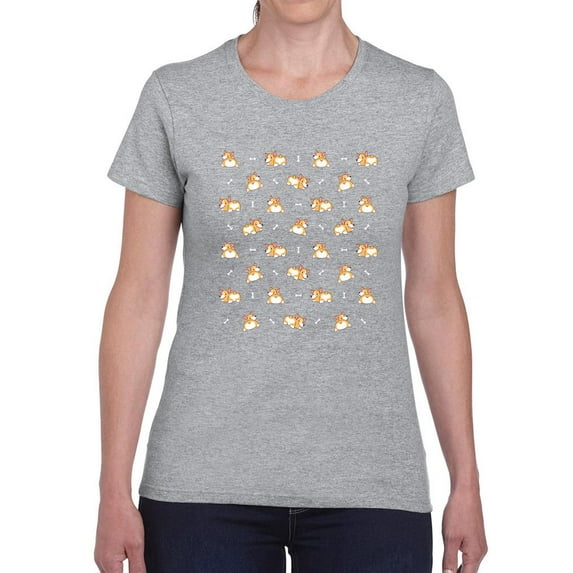 Cute Corgi Pattern T-Shirt Women -Smartprints Designs, Female XX-Large