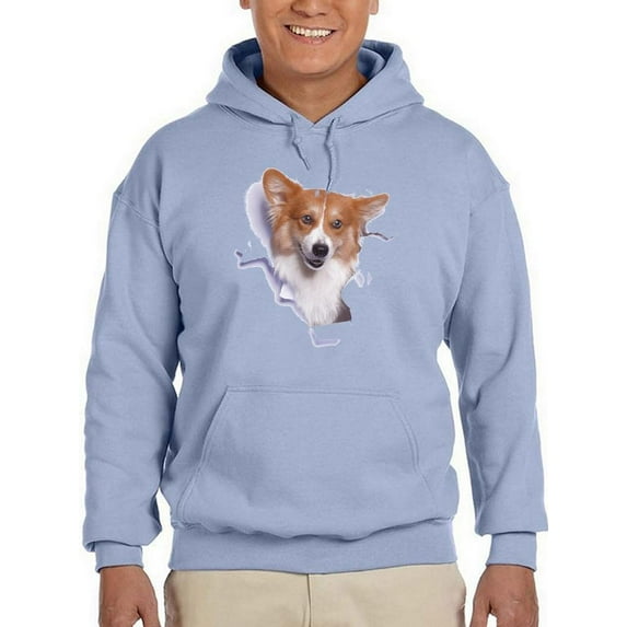 Cute Corgi Peeking Through Hoodie Men -Image by Shutterstock, Male 4X-Large