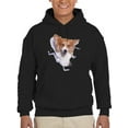 thumbnail image 1 of Cute Corgi Peeking Through Hoodie Men -Image by Shutterstock, Male x-Large, 1 of 4