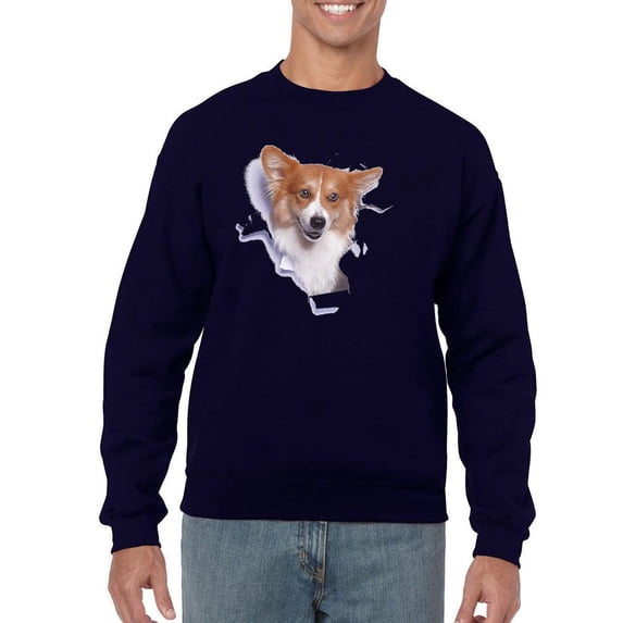 Cute Corgi Peeking Through Sweatshirt Men -Image by Shutterstock, Male Small