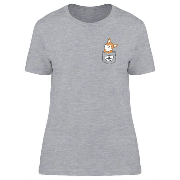 Cute Corgi Pocket T-Shirt Women -Image by Shutterstock, Female x-Large