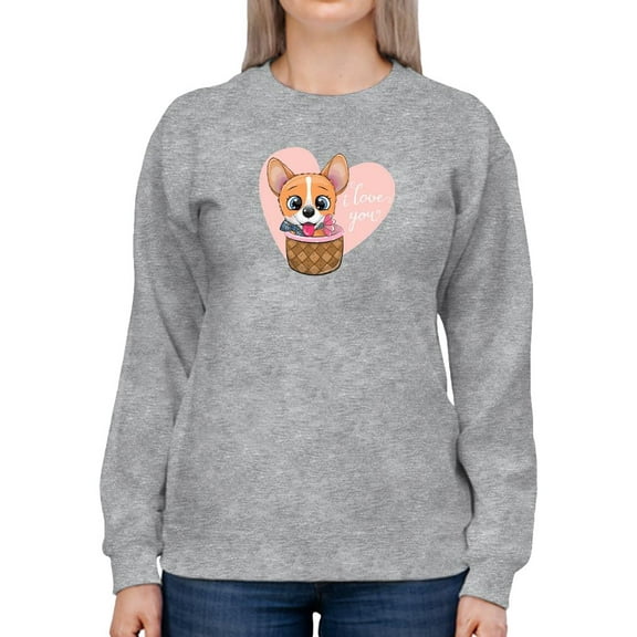 Cute Corgi Pup In A Basket Sweatshirt Women -Image by Shutterstock, Female 4X-Large