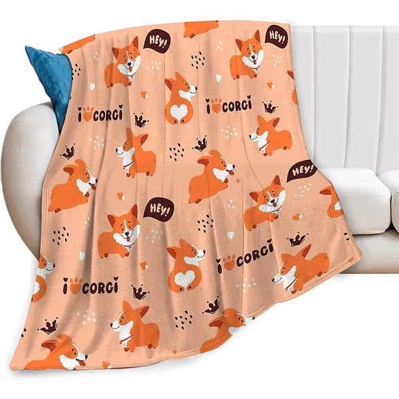 Cute Corgi Throw Blanket Super Soft Cozy Fleece Corgi Dog Print Blanket Gifts for Girls Kids Women Adults Warm Lightweight Plush Blanket Decor for Living Room Couch Bed Dorm Chair 40''X50''