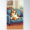 thumbnail image 1 of Cute Corgi Watching Tv - Pixel Art Poster Wall Art, Modern Wall Decor For Living Room Bedroom, 16x24 UNFRAMED, 1 of 3