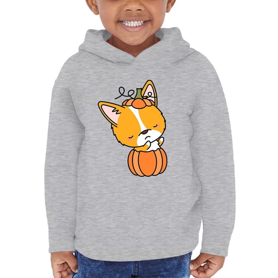 Cute Corgie W Pumpkin Costume Hoodie Toddler - Toddler Hoodie
