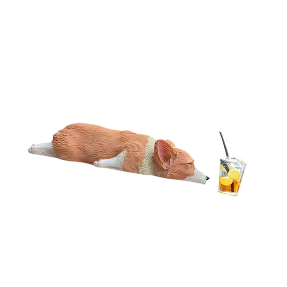 Cute Corgis And Iced Drinks Resin Model Car Interior Decorative Ornaments Set