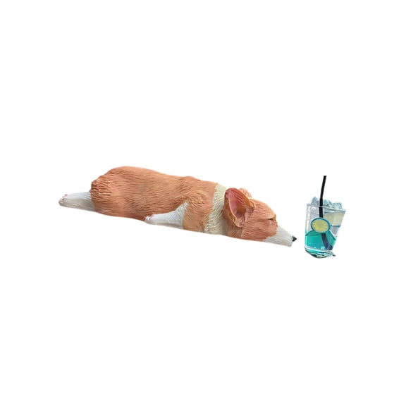 Cute Corgis And Iced Drinks Resin Model Car Interior Decorative Ornaments Set