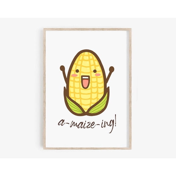 Cute Corn Print Vegetable Print Kitchen Sign Poster Wall Art Vegetable Sign Food Prints Kitchen Decor Art