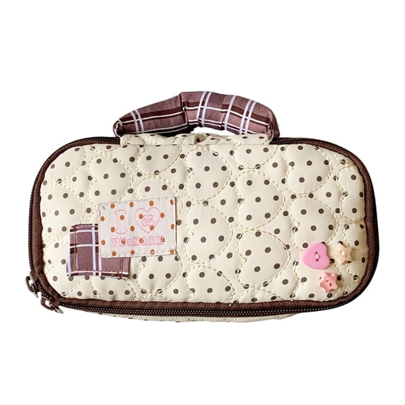 Cute Cosmetic Bags for Purse,Featherweight Small Quilted Makeup Bag with Zipper & Handle, for Storing Stationery and Office Supplies Yellow