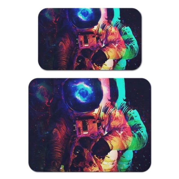 Cute Cosmos Coffee Mat 2-Pack - Absorbent Kitchen Counter Mat for Coffee Bar, Planet and Star Theme