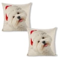 thumbnail image 1 of Cute Coton de Tulear Dog with Santa Hat Linen toss pillowcase decoration pillowcase gifting preferred 24x24 inch cushion cover 2 sets sofa pillowcase sofa bedroom living room car, 1 of 8