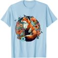 thumbnail image 1 of Cute Cottagecore Floral Fox Aesthetic Girls Graphic Unisex T-Shirt for Men Women Kids,Light Blue Color,Size YXL, 1 of 5