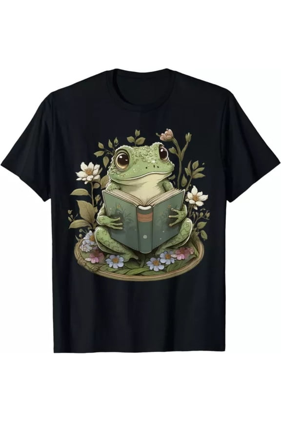Cute Cottagecore Floral Frog Aesthetic Girls Women Graphic Gift Tees S-3XL