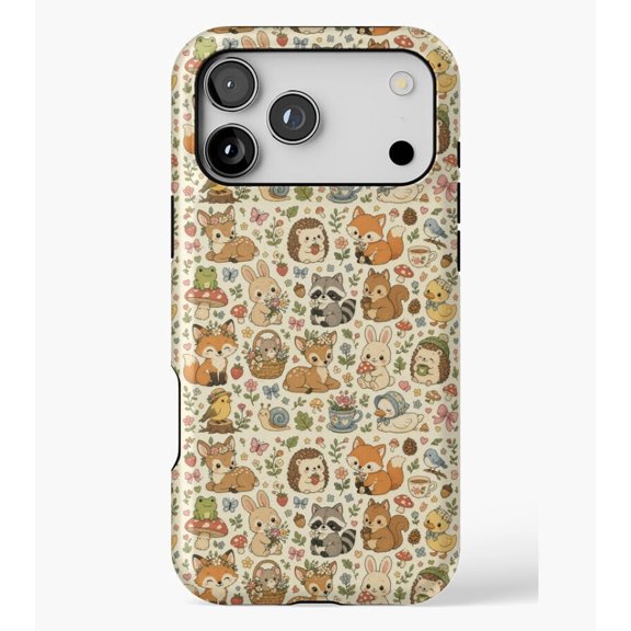 Cute Cottagecore Forest Animals Pattern M3405, Protective Case for iPhone 17 16 15 14 13 12 11 Pro Max – Modern Unisex Style