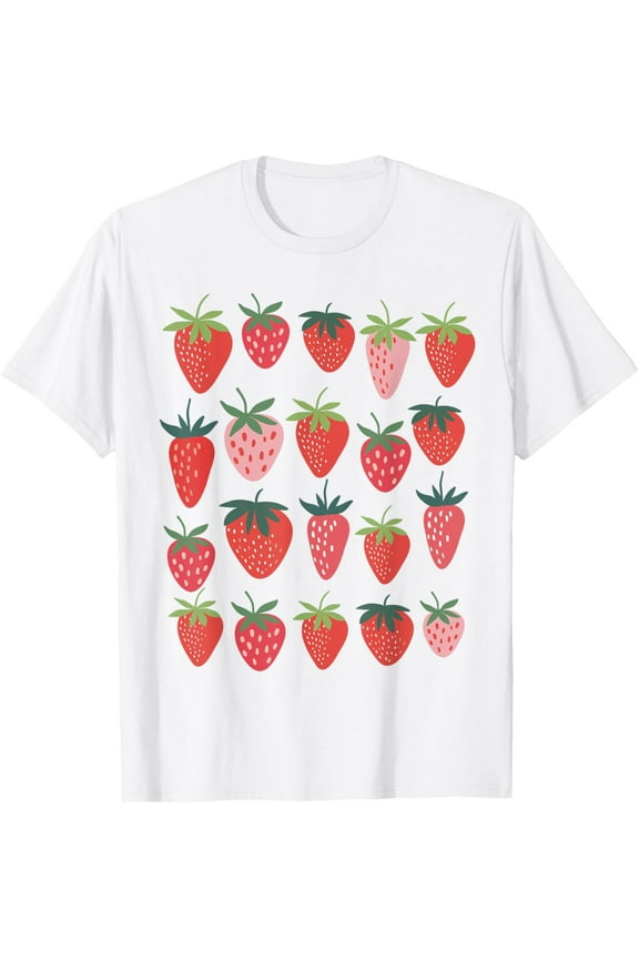 Cute Cottagecore Kawaii Strawberry Aesthetic Strawberries T-ShirtMen's and women's pure cotton short-sleeved shirts
