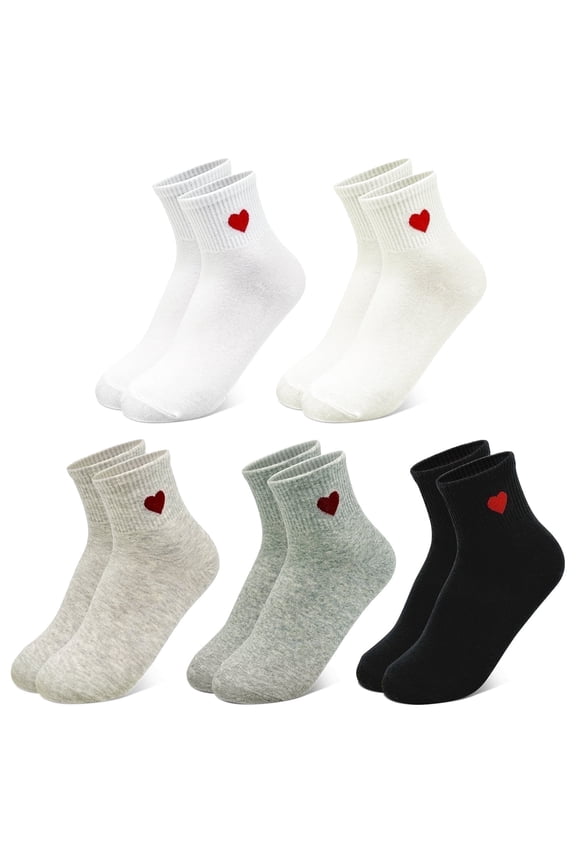 Women's Cute Cotton Crew Funny Fuzzy Aesthetic Design Soft Novelty Knit Colorful Comfortable Warm Heart Socks for Women - US Size 6-9 (White, Off White, Beige, Gray, Black)