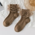 thumbnail image 1 of Cute Cotton Crew Socks for Toddlers Girls 1-13 Years Teens Kids Lace Ruffle Solid Color Stretchy Comfort Dancing Birthday Party Quarter Sock, 1 of 3