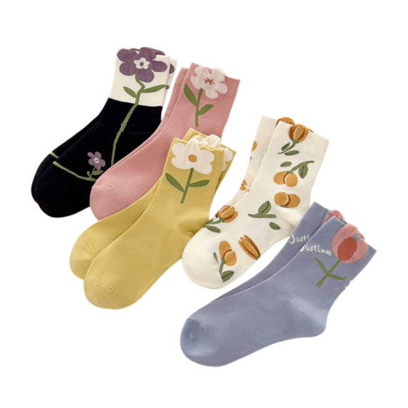 Cute Cotton Socks for Women and Girls Novelty Ankle Athletics Sock 5 Pairs