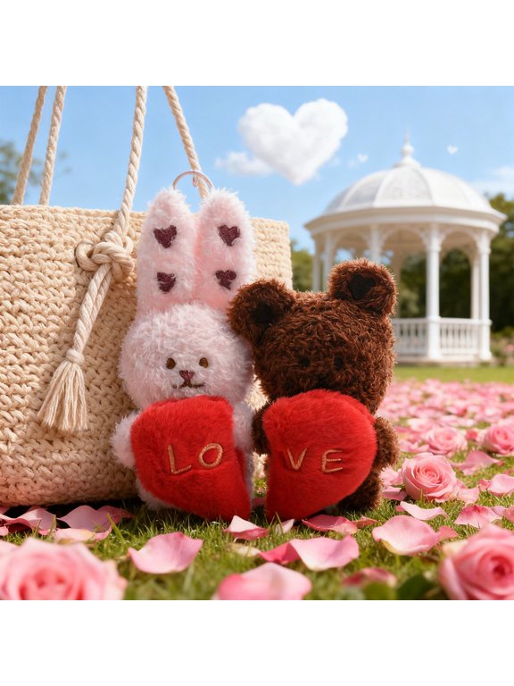 Cute Couple Bear Doll Pendant Romantic LOVE Keychain and Bag Charm for Anniversary or Valentines Surprise, for Keychain, Bag Decoration, Car Pendant