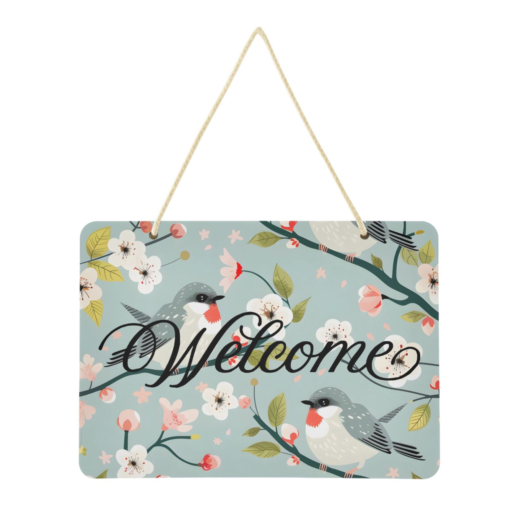 Cute Couple Birds Sitting Branch Welcome Sign Front Door PVC 14x10 inch ...