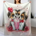 thumbnail image 1 of Cute Couple Dog Kids Throw Blanket, Valentine's Romantic Bed Blanket for Couple ,Cartoon Puppy Cat Animal Pet Fleece Blanket,Red Pink Fuzzy Blanket,, 1 of 6