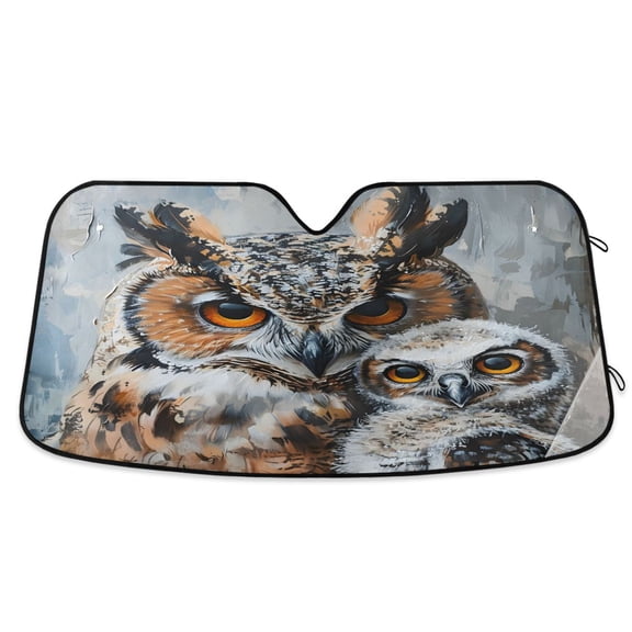 Cute Couple Owl Car Windshield Sun Shade Foldable Car Front Window Visor Heat and UV Protection 53x23.5