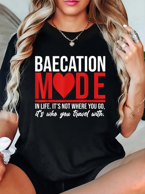 Cute Couples Trip Matching Vacation Baecation Vibes Gifts T-Shirt Small casual short sleeve crew neck cotton tee tops for women