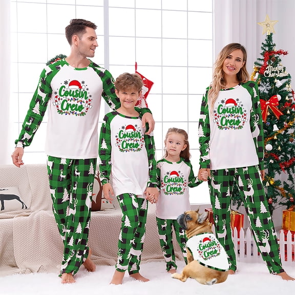 Cute Cousin Crew Christmas PJs, Cousin Crew Matching Pajamas All Ages, Size NB - Men 6XL