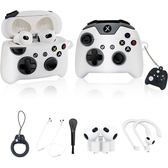Cute Cover for Airpods 3 Case, 8in1 Accessories Set Protective Air pod 3 (2021) Cover, 3D Cartoon Fashion Funny Game Controller Silicone Case for Airpods 3 3rd Generation for Boys Girls(Black)