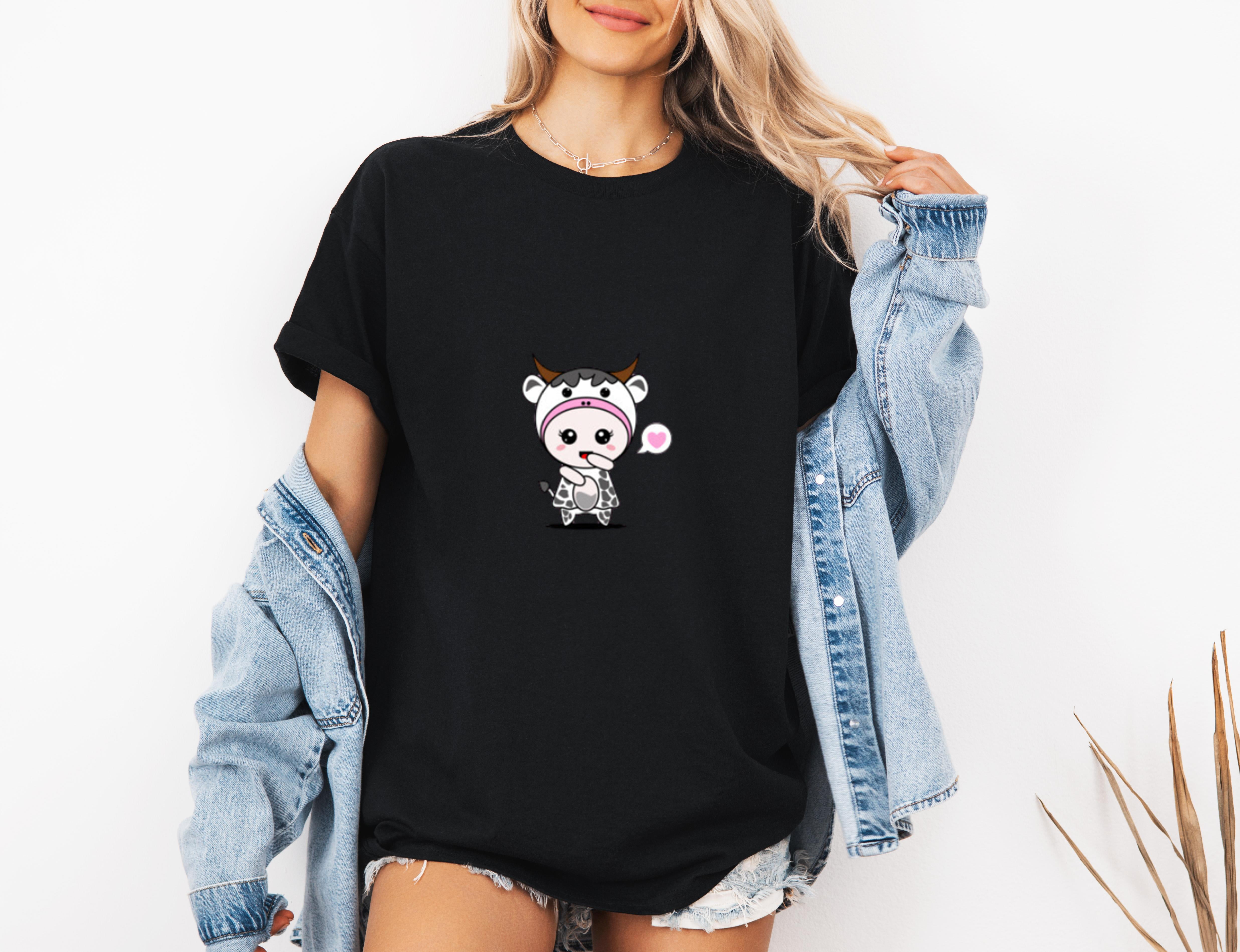 Cute Cow Character Cartoon Farm Animal For Kids Farmer Unisex T-Shirt ...