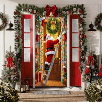 Taicans Cute Cow Christmas Door Cover,35.43in×70.87in,Snowy Scene with Tree & Gifts,Reusable Waterproof,Holiday Home Decor,Easy Install,Perfect for Christmas Decorations