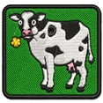 thumbnail image 1 of Cute Cow Eating Flower Applique Multi-Color Embroidered Hook & Loop Patch - 2.5 Inch Small, 1 of 5