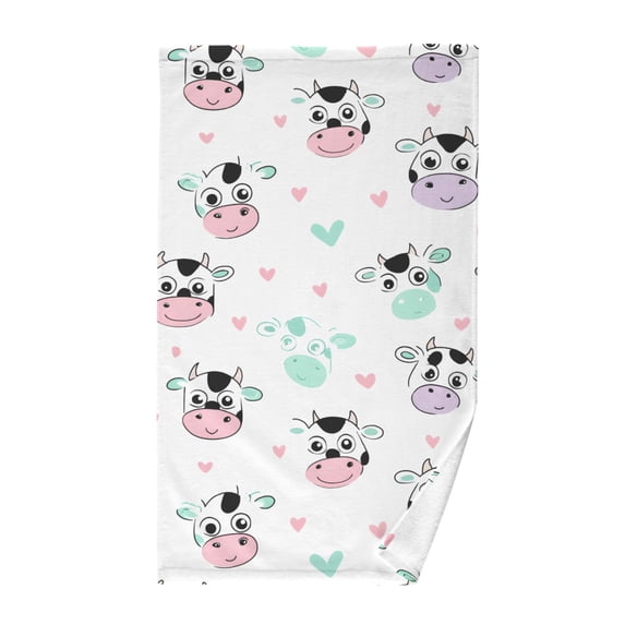 Cute Cow Hand Towel Cotton 16x28 in Soft Absorbent Quick Dry Bath Face ...