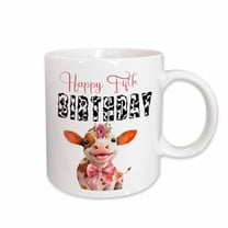 3drose, Cute Cow Happy Fifth Birthday, 11oz Mug