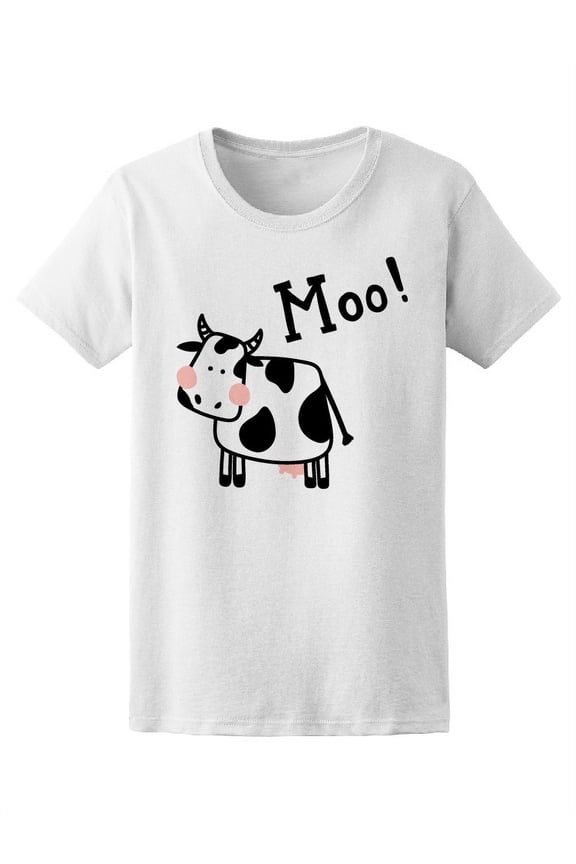 Cute Cow Lettering Moo T-Shirt Women -Image by Shutterstock, Female XX-Large