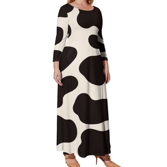Cute Cow Pattern Design Long Sleeved Dress luxury dress Women's clothing