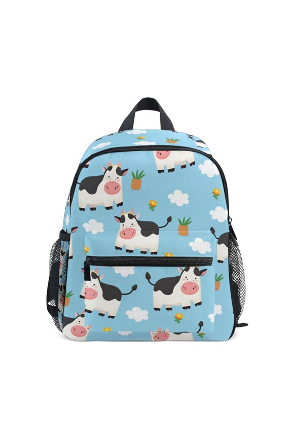 Cute Cow Pattern Mini Backpack Cute Small Backpack with Chest Strap and Whistle Ages 3-8