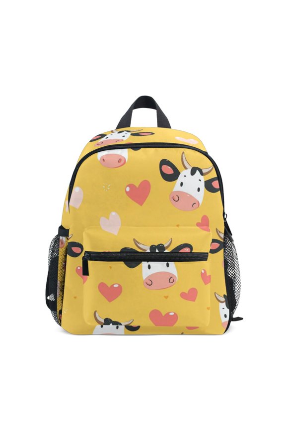 Cute Cow Pattern Mini Backpack Cute Small Backpack with Chest Strap and Whistle Ages 3-8