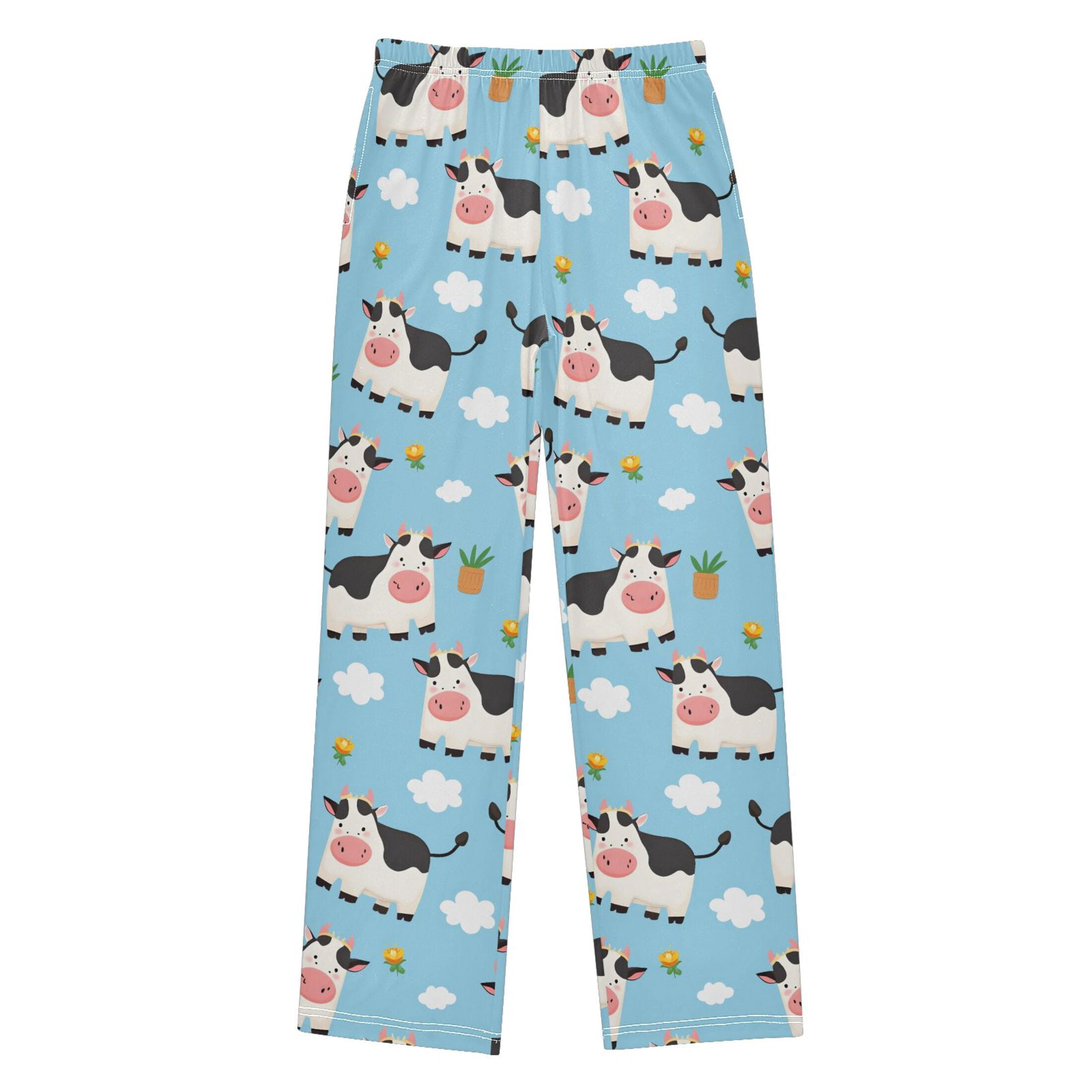 Cute Cow Pattern Pajama Pants Soft Lightweight Lounge Pants Bottoms ...